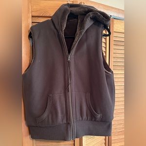 Fluff lined hooded cotton vest